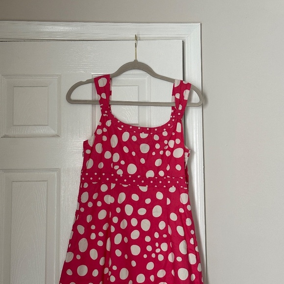 Women's Boden Pink White Polka Dot Dress Size 8 Regular Empire Sleeveless - Picture 3 of 8